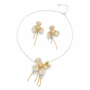Freshwater Pearl Floral Filigree Jewelry Set